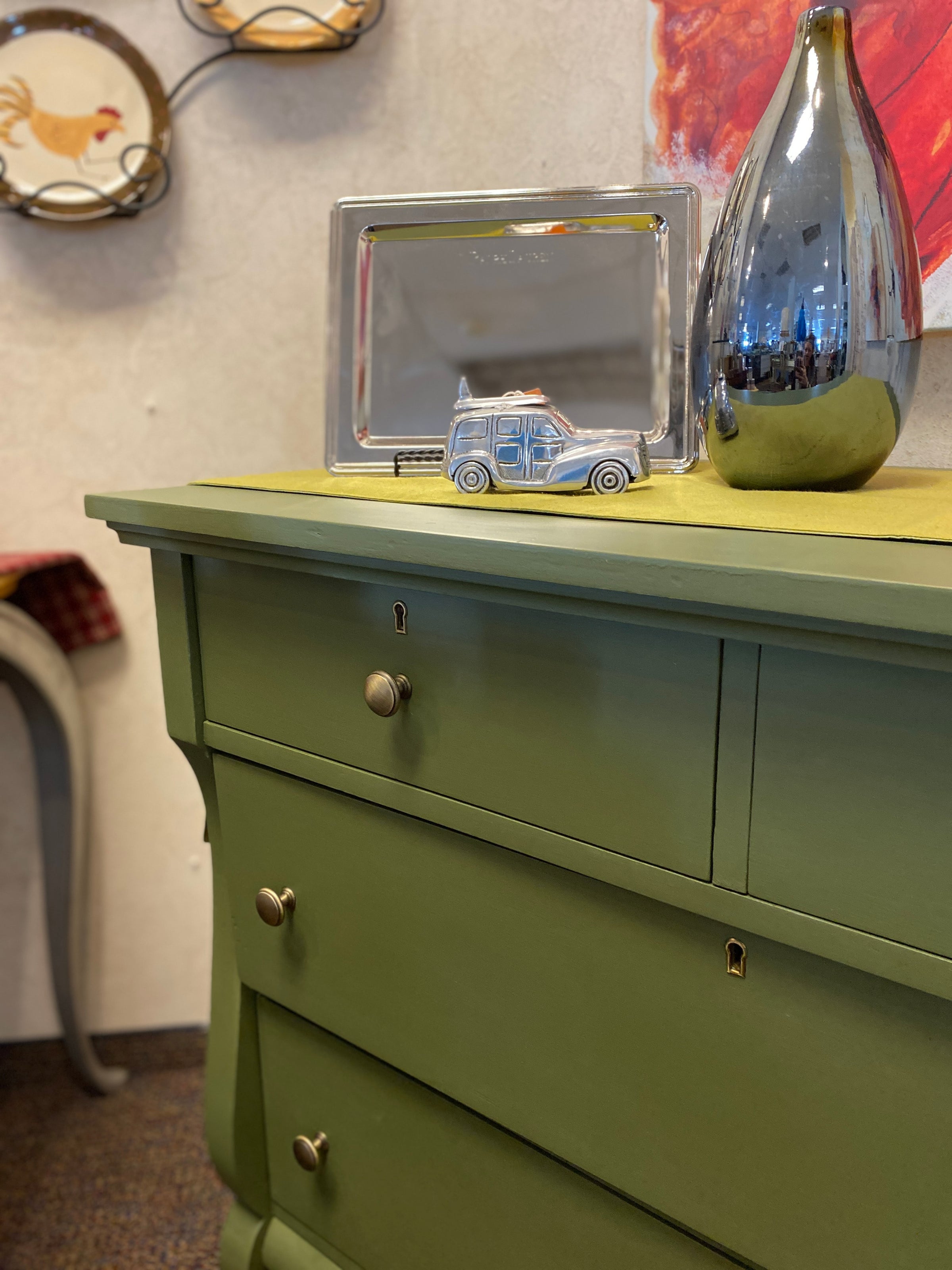 Handpainted Clover Green Dresser | Old Bostwicks