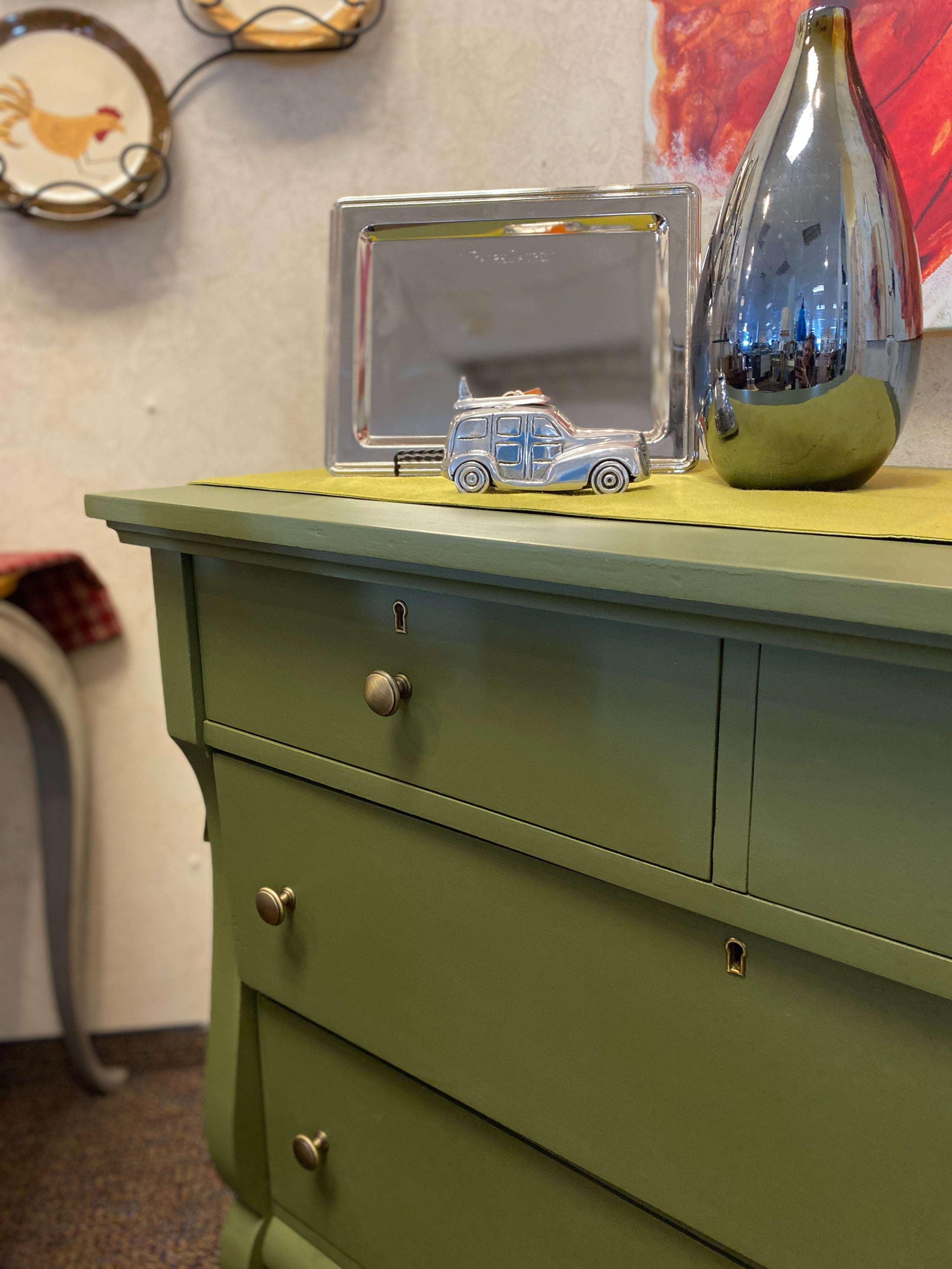 Handpainted Clover Green Dresser